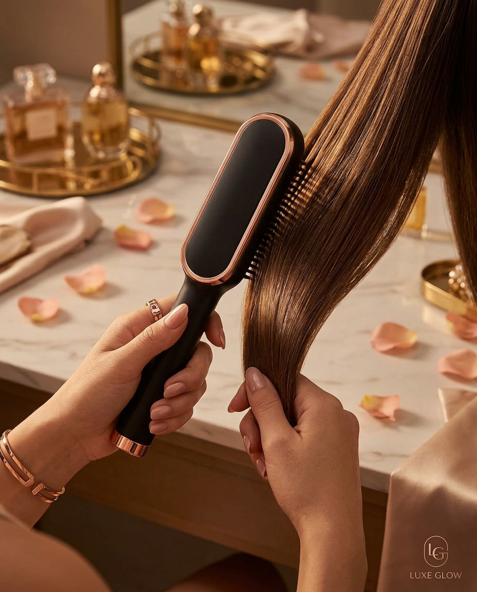 Demonstração da escova alisadora Luxe Glow
